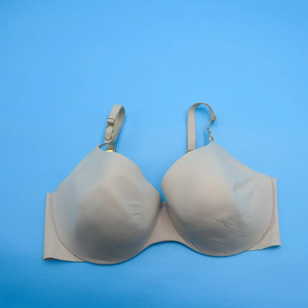 Victorias Secret Bra Womens 36DD Incredible Lined Demi Beige Gold Hardware Nylon